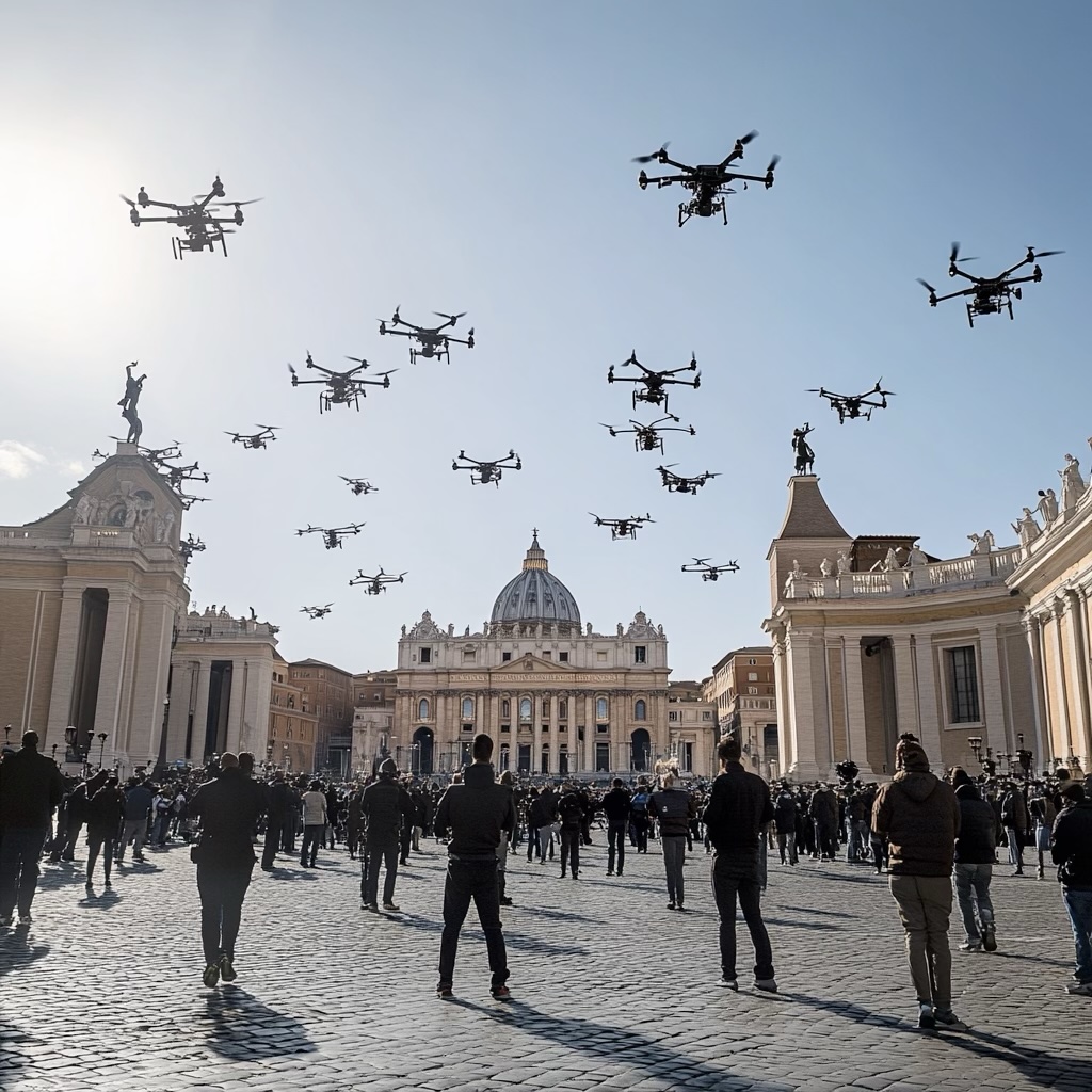 Drones dans le ciel de Rome.