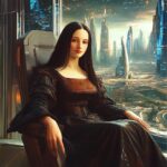 Mona lisa assise dans un fauteuil.