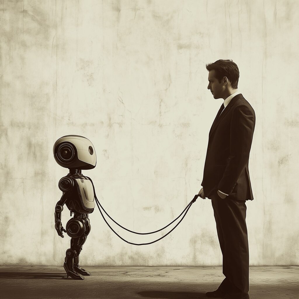 l'IA intelligente est le surhomme qui tient l'homme en laisse