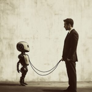 l'IA intelligente est le surhomme qui tient l'homme en laisse