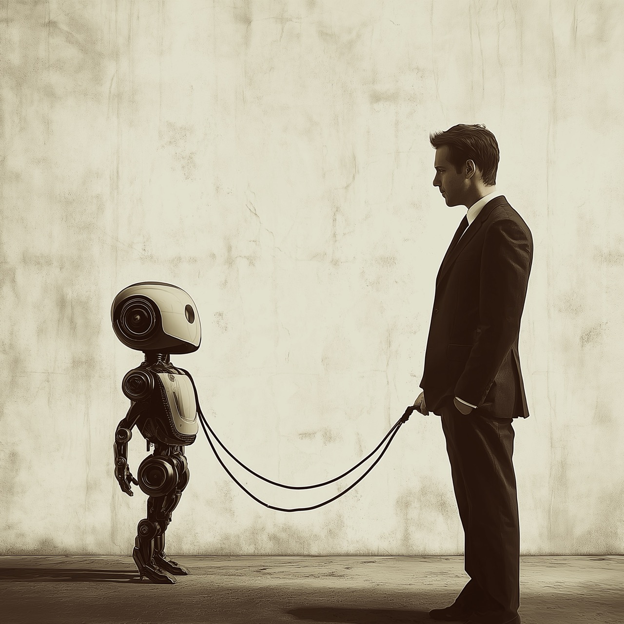 l'IA intelligente est le surhomme qui tient l'homme en laisse
