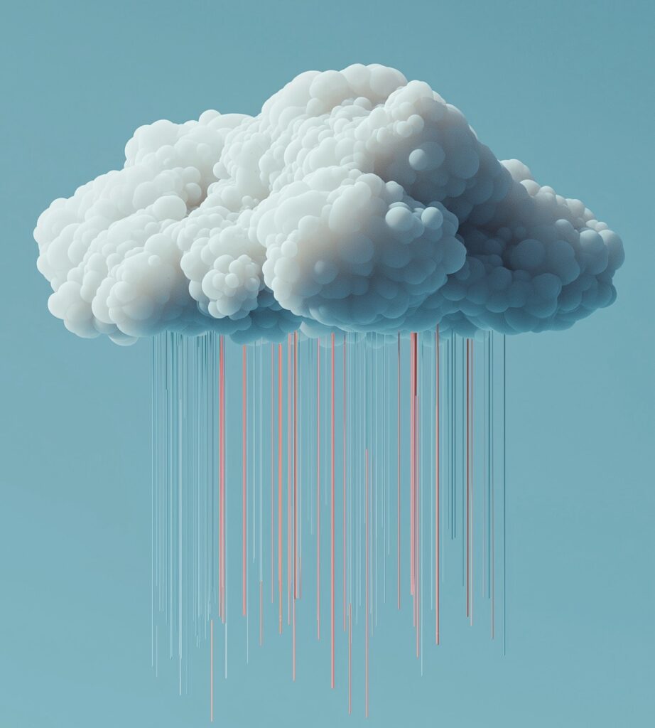 Pluie colorée à partir d'un nuage blanc