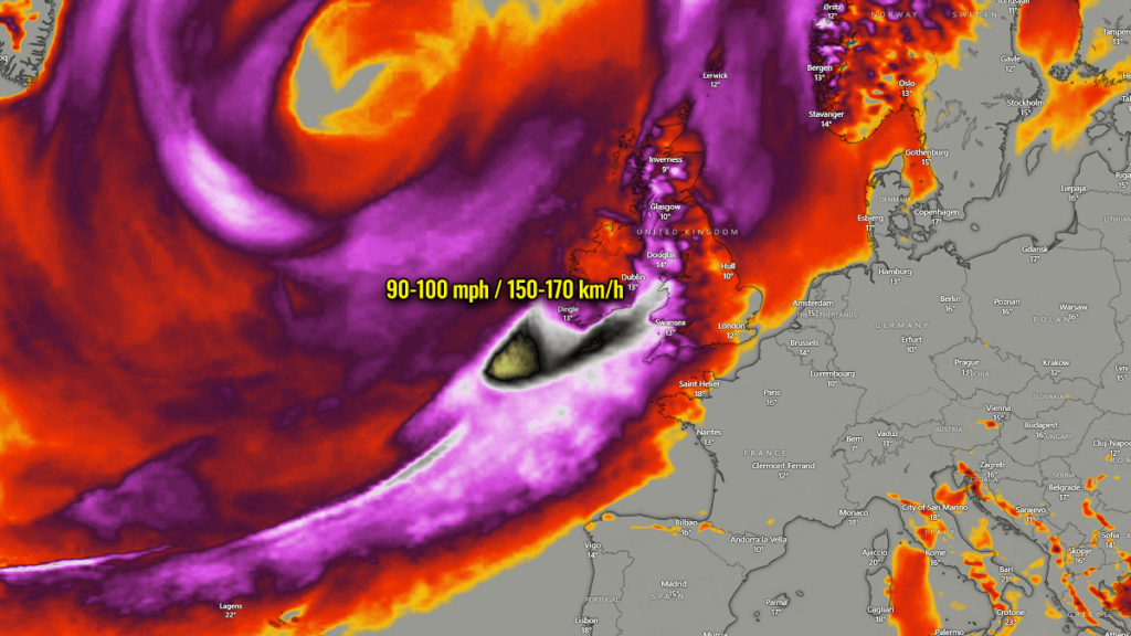Une violente tempête atlantique, Agnes, soufflera des vents violents et des vagues sur l'Irlande et le Royaume-Uni mercredi 27 septembre 2023.