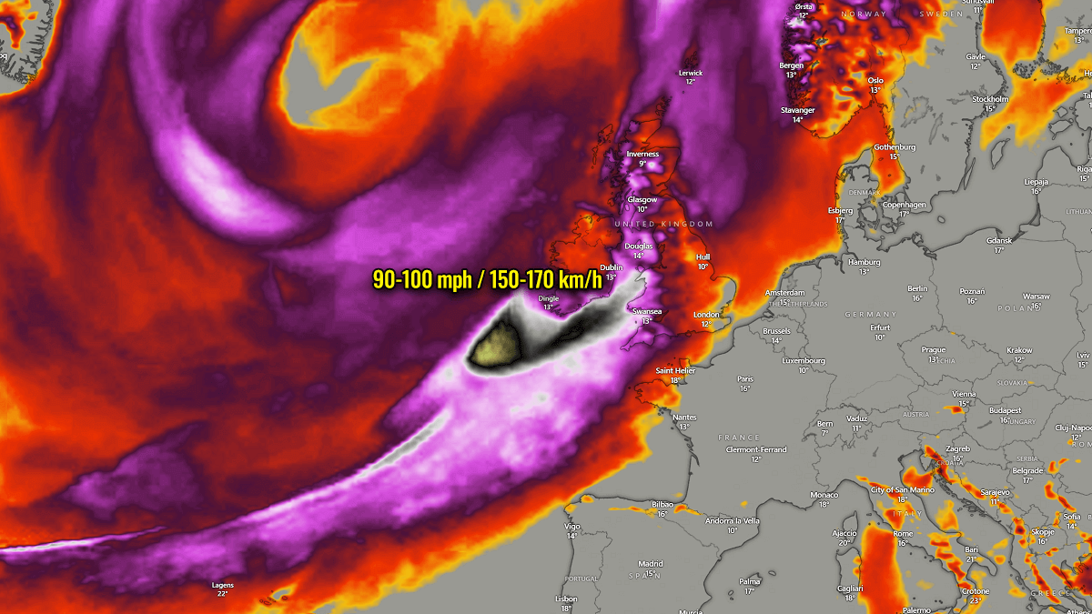 Une violente tempête atlantique, Agnes, soufflera des vents violents et des vagues sur l'Irlande et le Royaume-Uni mercredi 27 septembre 2023.