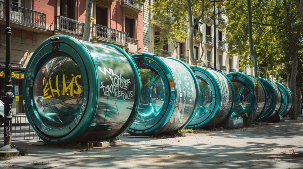 Cabines publiques rafraîchissantes conçues pour se fondre dans le paysage quotidien de la ville et offrir un moyen d'échapper à la chaleur.