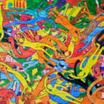 Personnes entremêlées de couleurs vives