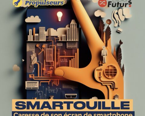 Image d'une caresse de téléphone illustrant le néologisme "smartouille".