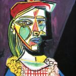 Tableau de Pablo Picasso : Femme au béret et à la robe quadrillée (Marie-Thérèse Walter)