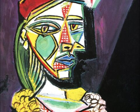 Tableau de Pablo Picasso : Femme au béret et à la robe quadrillée (Marie-Thérèse Walter)